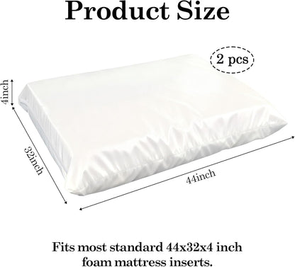 Klmnop 2 Pack Waterproof Dog Bed Liners, Washable Replacement Liner for Dog Bed, Leakproof Foam Mattress Protector, Liner Only 44 x 32 x 4 Inch(White)