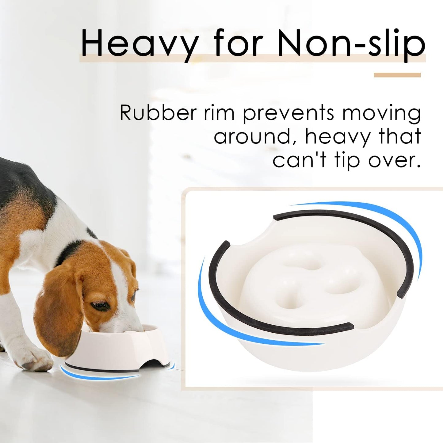 SUPERDESIGN Slow Feeder Dog Bowl Cat Bowl 1/2 Cup Slow Feeding Dog Bowl for Small Medium Breed Anti Gulping Healthy Eating Interactive Bloat Stop Fun Alternative Non Slip Puzzle Dog Food Bowl, White