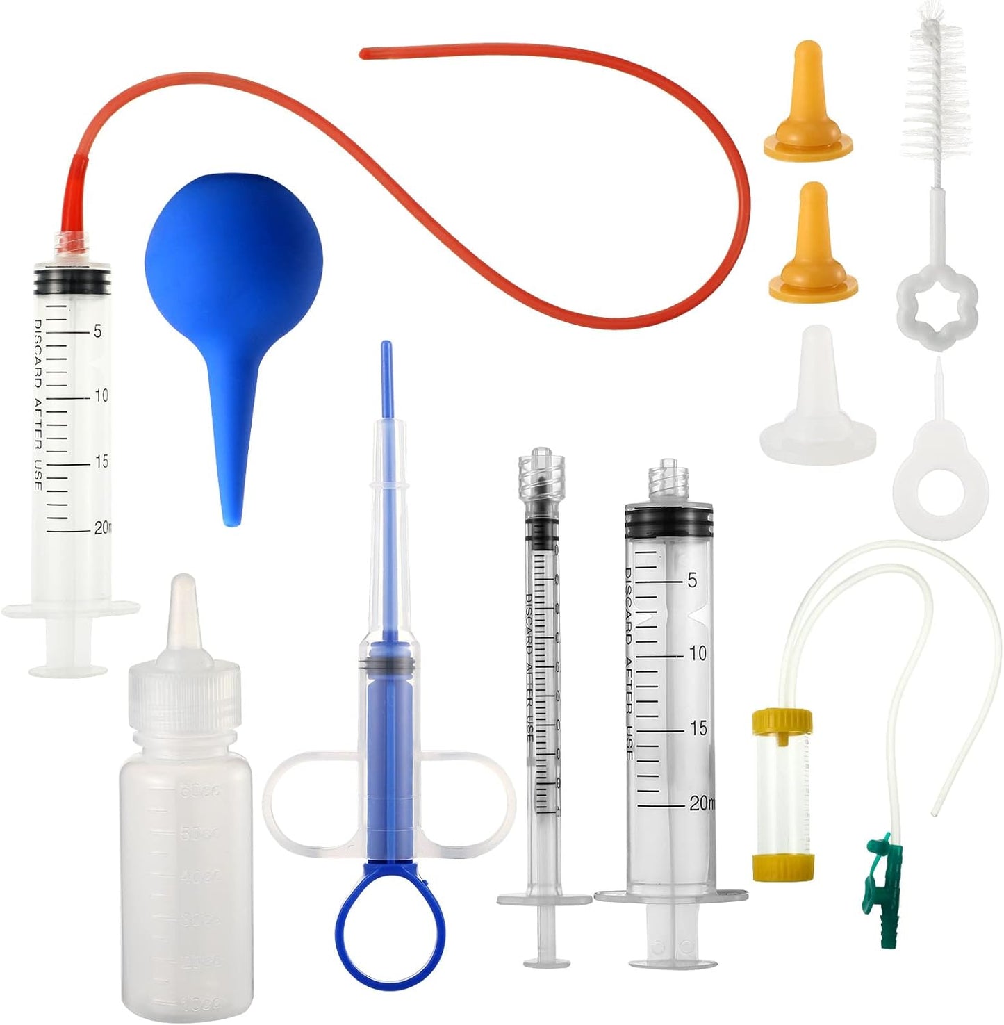 Zubebe 15 Pcs Puppy Whelping Supplies Puppy Feeding Tube Kit Includes Pet Feeding Bottle Nipples Dog Kitten Nursing Syringes Pill Shooter Dispenser 10 ml 15 ml Tool for Kitten Animals