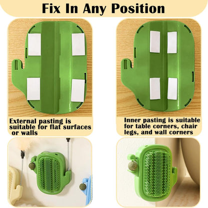 3 in 1 Cat Self Groomer Brush, Cactus Style Wall Corner Massage Comb Scratcher with Feather Toys & Catnip Ball for Indoor Cats, Pet Tickling Artifact, Cat Face Scratchers for Fur Pets