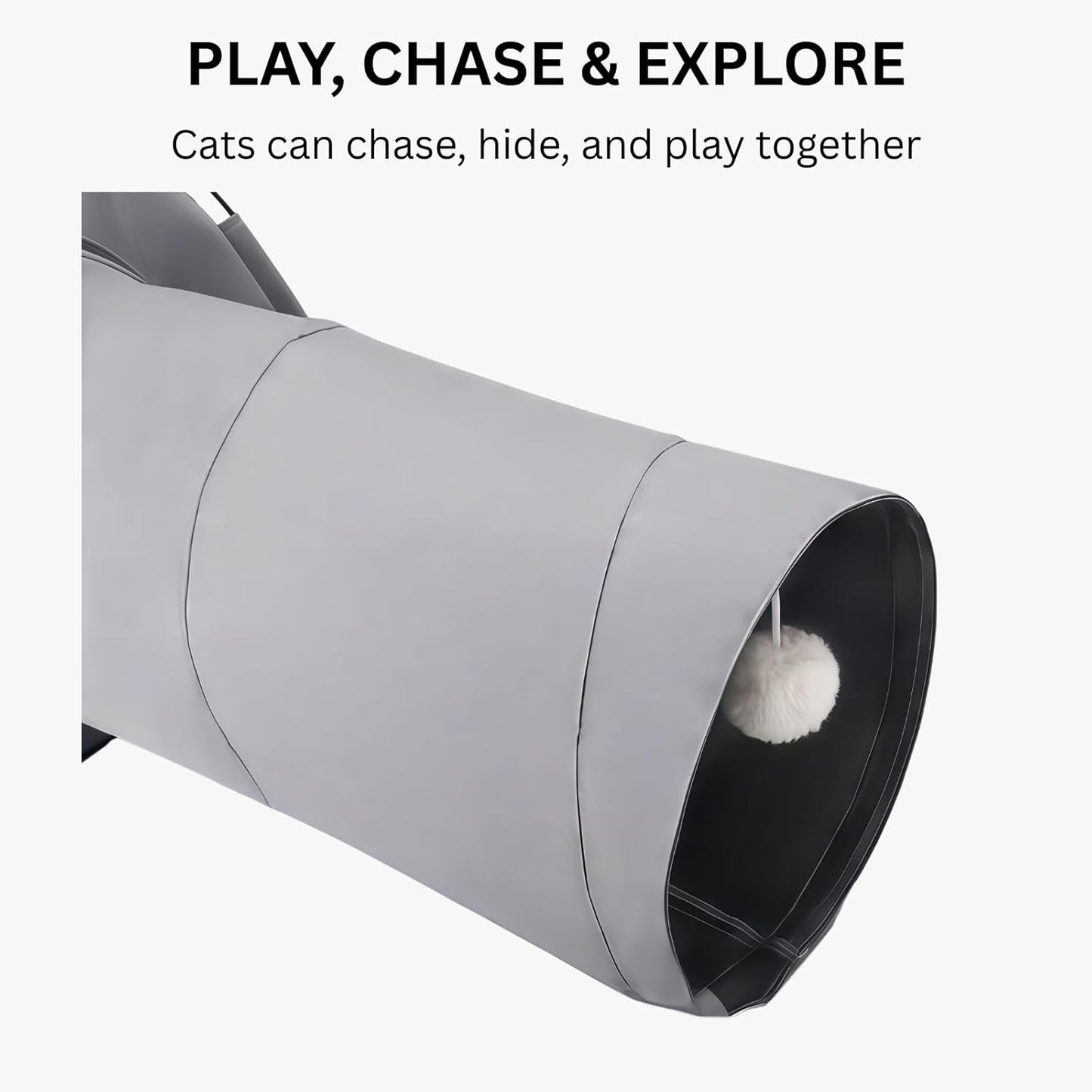 AIXINPET Cat Tent Tunnel, Collapsible Cat Play House with Tunnel for Kittens and Small Pets,with Toy Balls, Anti-Scratch Fabric,Cat Tunnel Bed & Cats Bed Cave for Indoor and Outdoor Cats (Gray)