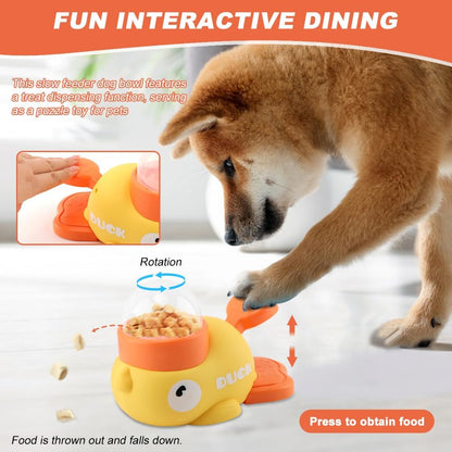 Interactive Treat Dispenser Toy for Dogs & Cats Duck-Shaped - Slow Feeder Food Puzzle with Adjustable Dispenser, IQ Training & Exercise Toy for Small/Medium Pets