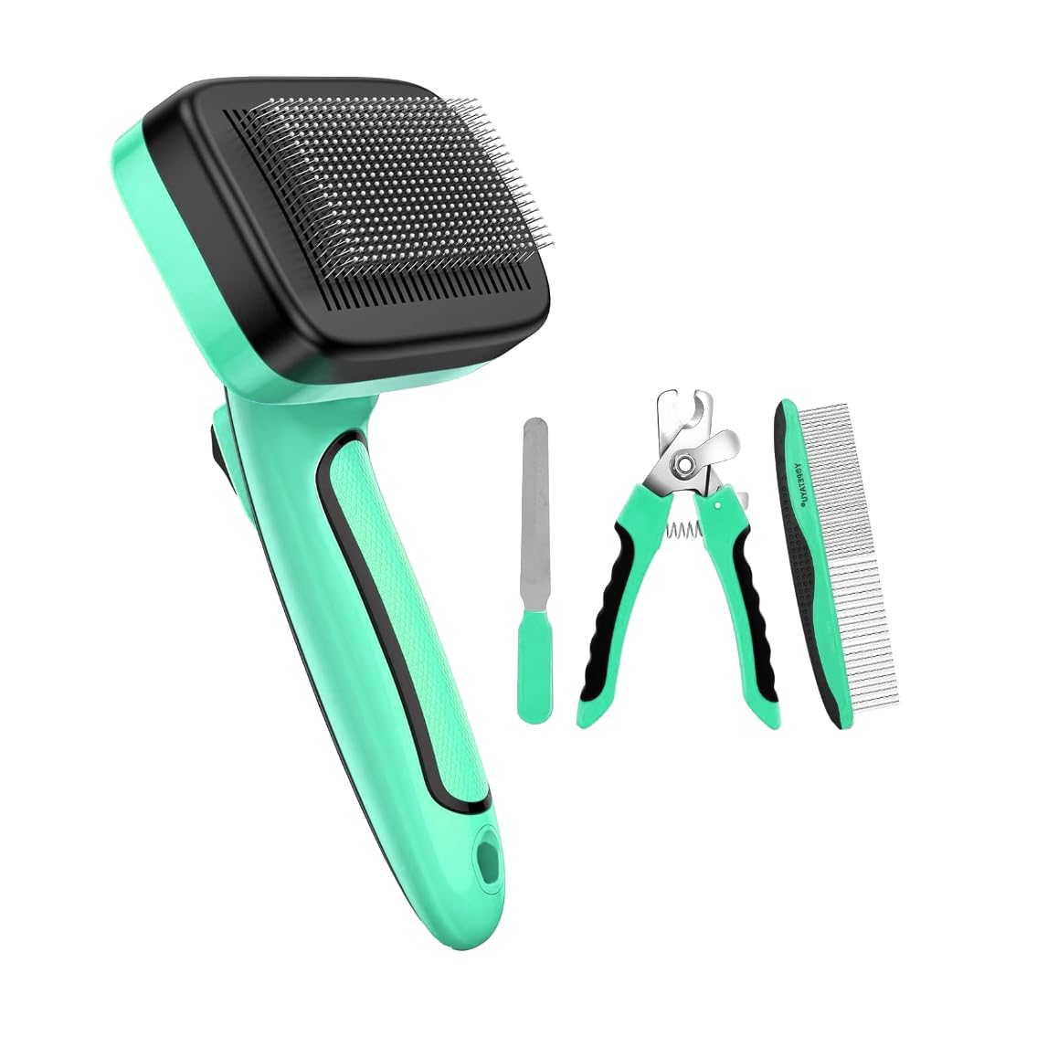 4-in-1 Dog & Cat Grooming Kit: Includes Pet Comb, Nail Clippers, Deshedding & Cleaning Brushes