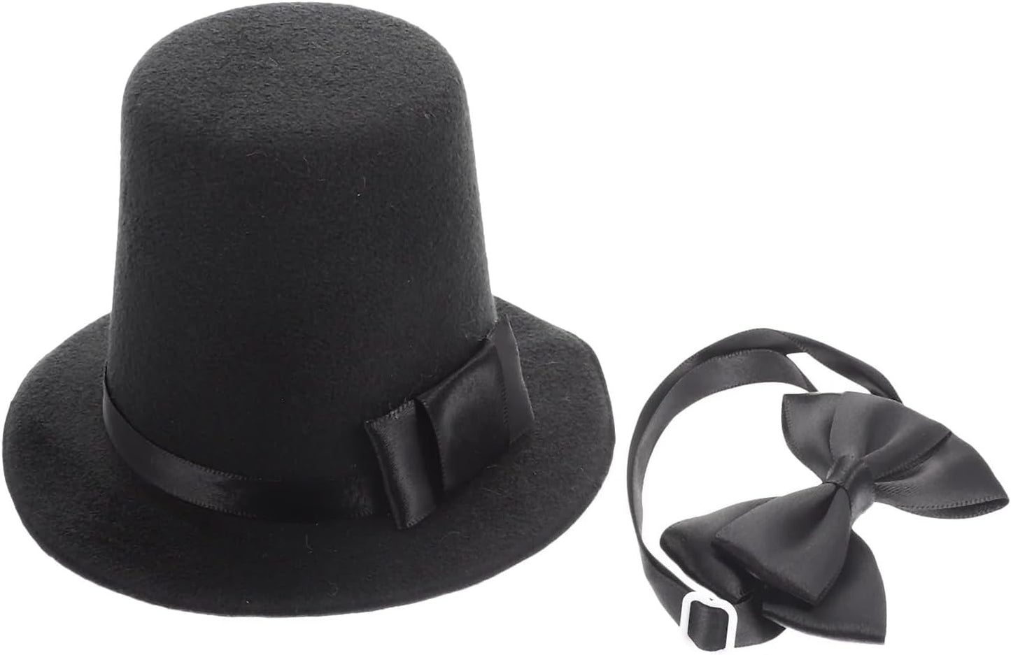 Pet Dog Formal Accessories Set 2Pcs Dogs Top Hat with Bowtie Cat Wedding Tuxedo Necktie Costumes for Puppies Kittens (Black)