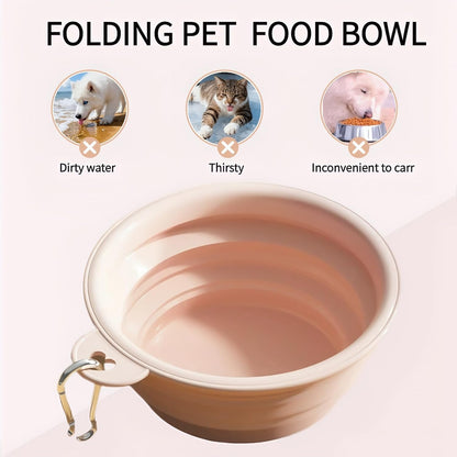 Dog Bowls for Travel,Portable Collapsible Silicone Pet Food Water Bowl,BPA Free Dishwasher Safe Foldable with 1 Carabiner Camping, Hiking Backpacking, Beach