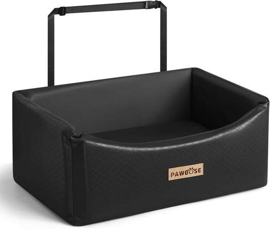 Large Leather Dog Car Seat, Cool and Refreshing Pet Booster Truck Bed with Dog Safety Belt, Waterproof Pet Travel Bed, Summer Elevated Pet Kennel, Easy Cleaning