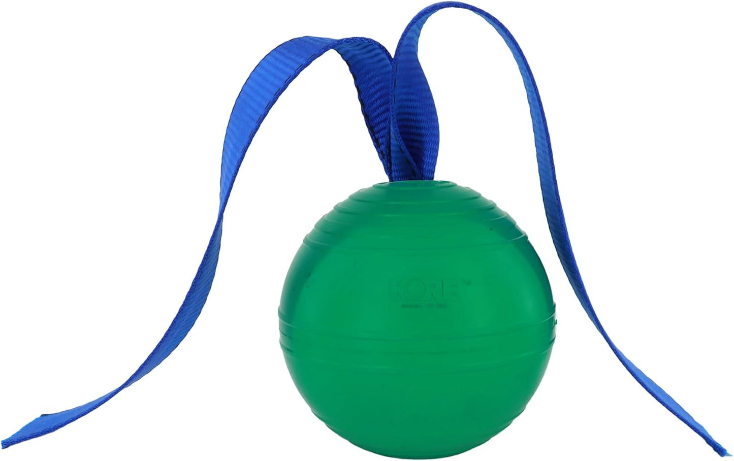 KoreFlex Ball & Tail - Horse-Equine Toy, 4.75" Green Ball, Shape Maintaining Rubber, Durable Strap, Treat Stuffing Center, Toss-Bounce-Play