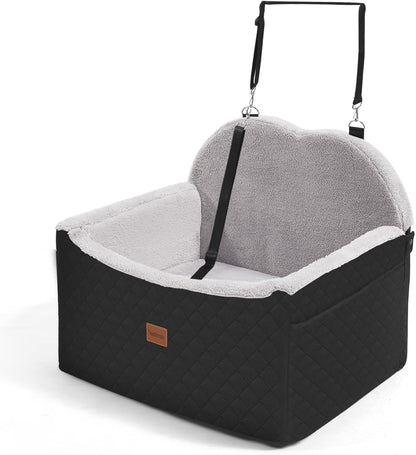 Dog Car Seats for Small Dogs, Detachable Dog Booster Car Seat with Storage Pockets Safety Belt, Pet Booster Cushion for Medium Dogs, Foldable Pet Sofa Cushion & Travel Bed