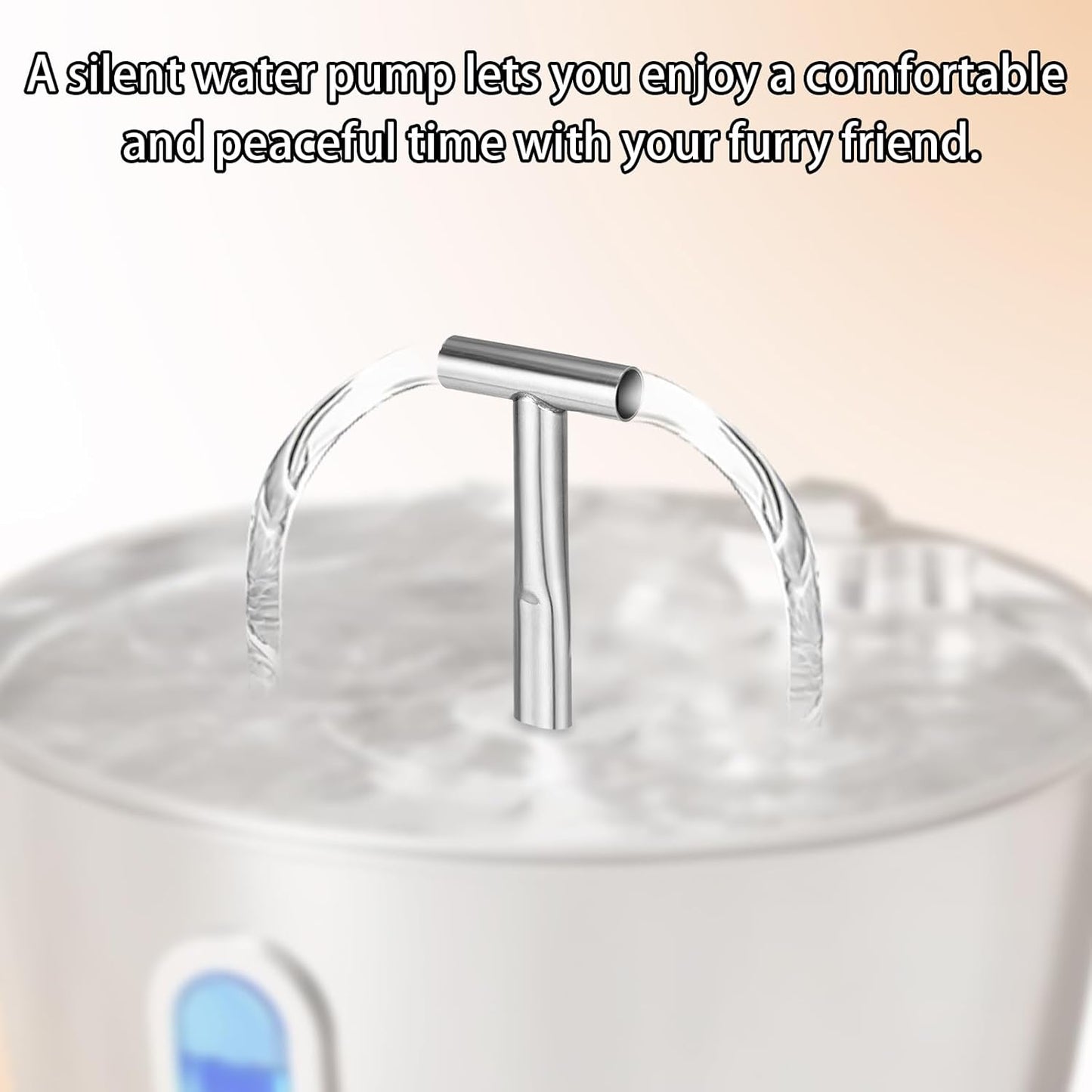 Cat Water Fountain Spout, Stainless Steel T-Shaped Kitty Drinking Fountain Accessories for Cats and Dogs Compatible with 3.2L/108oz Pet Water Dispenser