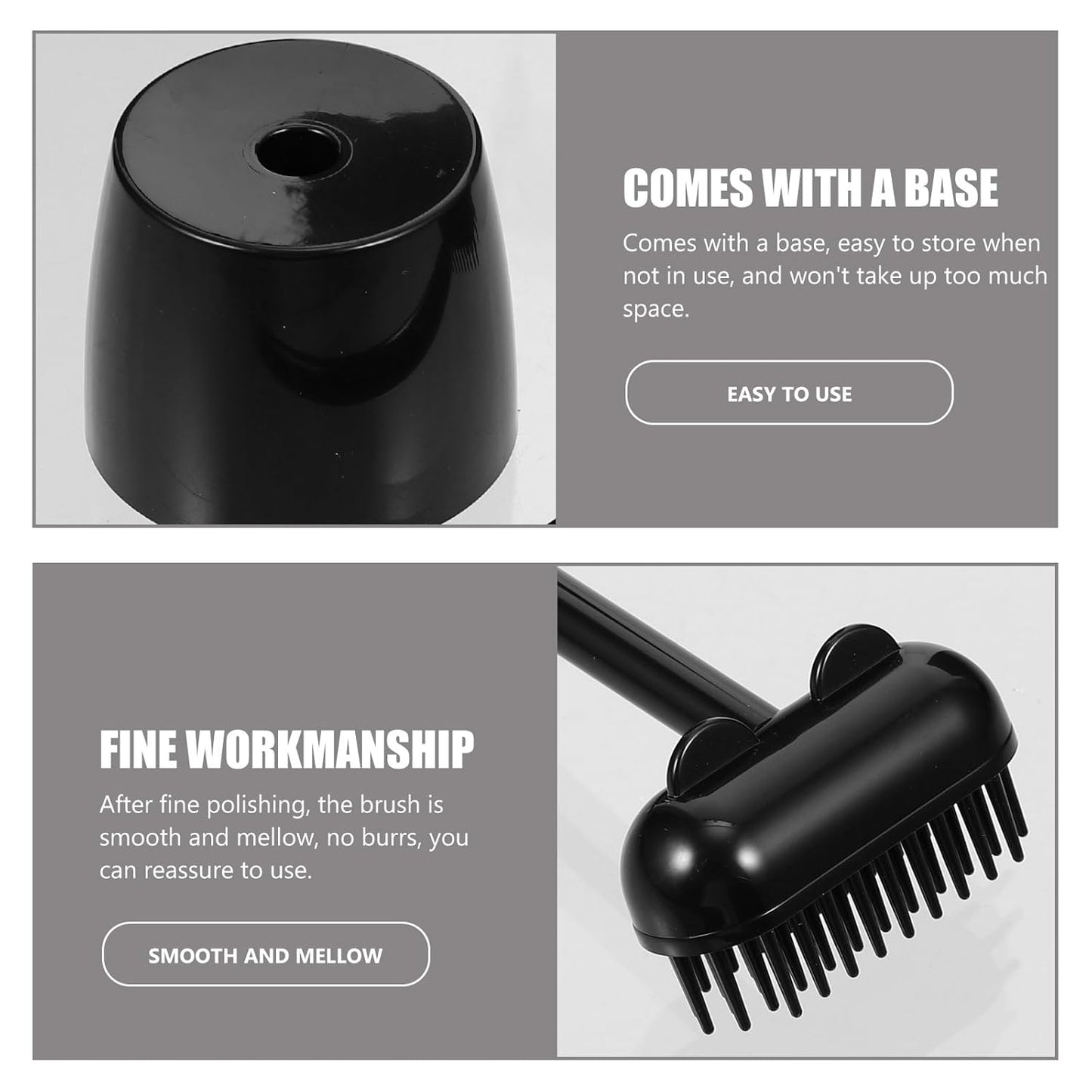 Multi-Functional Cat Grooming Comb and Pet Cleaning Brush with Storage Base, Black, Portable Shedding and Massage Tool for Cats and Dogs