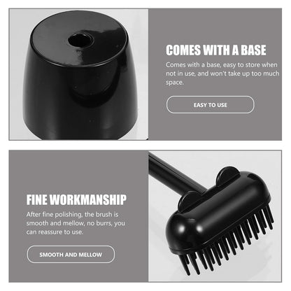 Multi-Functional Cat Grooming Comb and Pet Cleaning Brush with Storage Base, Black, Portable Shedding and Massage Tool for Cats and Dogs