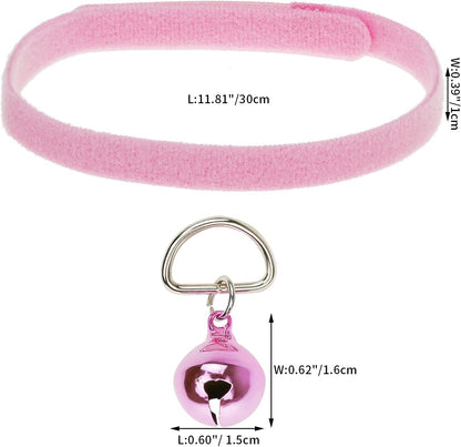 jiebor 24Pcs Tiny Kitten Collar Puppy Whelping Collars with 24Pcs Bell for Small Newborn Puppies Kitten Cat Dog