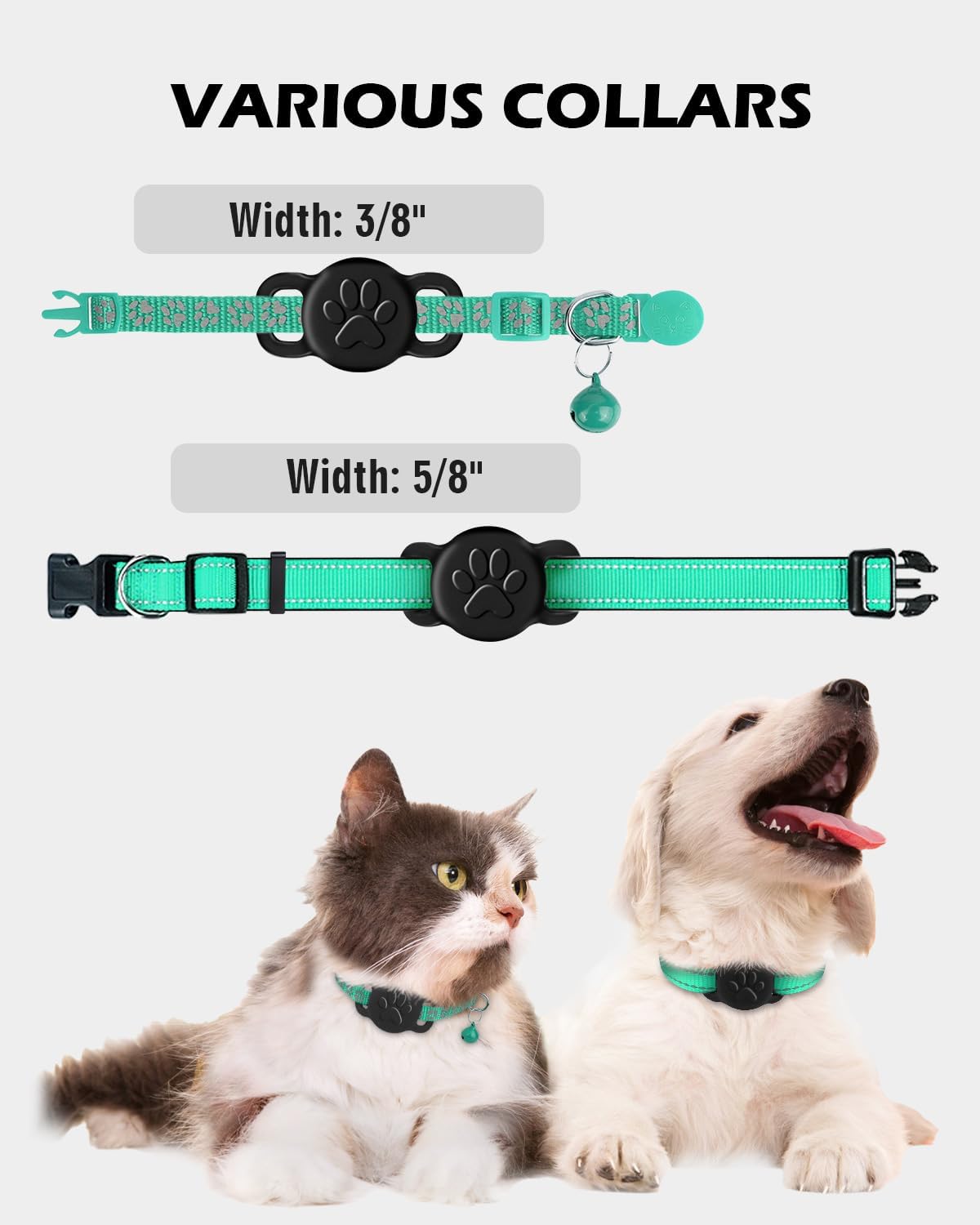 Dynmeow Dog Cat Collar Holder Compatible with Airtag, Anti-Lost Silcione Holder for 3/8 and 5/8 Inch Wide Collars, Black, S(1 Pack)