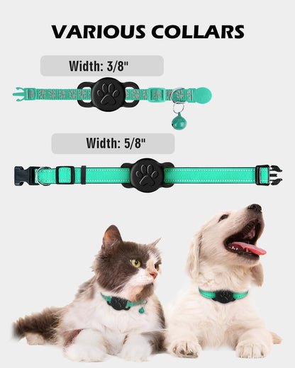 Dynmeow Dog Cat Collar Holder Compatible with Airtag, Anti-Lost Silcione Holder for 3/8 and 5/8 Inch Wide Collars, Black, S(1 Pack)