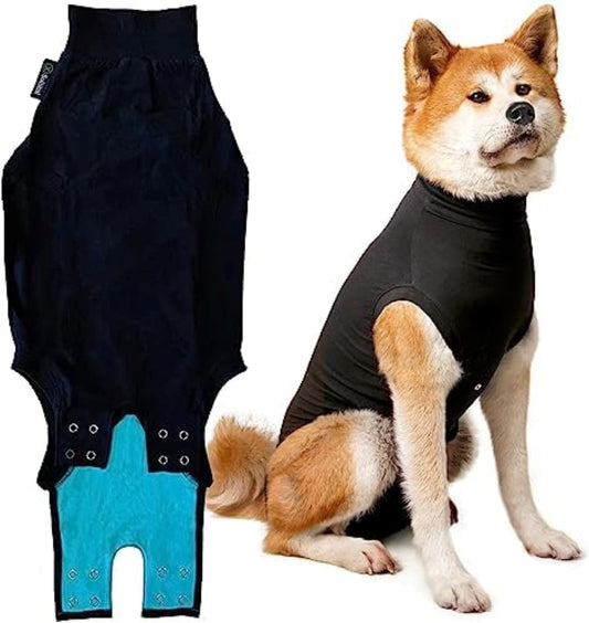 Suitical Recovery Suit for Dogs - XL Black - Dog Surgery Recovery Suit with Clip-Up System, Breathable Fabric for Spay, Neuter, Skin Conditions, Incontinence, 29.1–32.3 in Neck-to-Tail