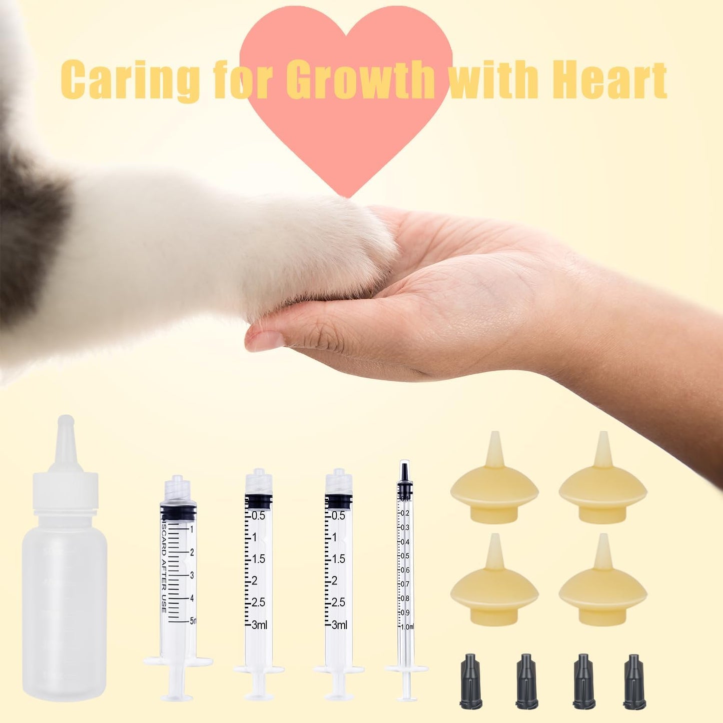 Mini Pet Feeding Bottle and Syringes with Nipples for Small Cat Dog Animals,Kittens, Puppies, Rabbits, Small Animals, Squirrel (Model 5)