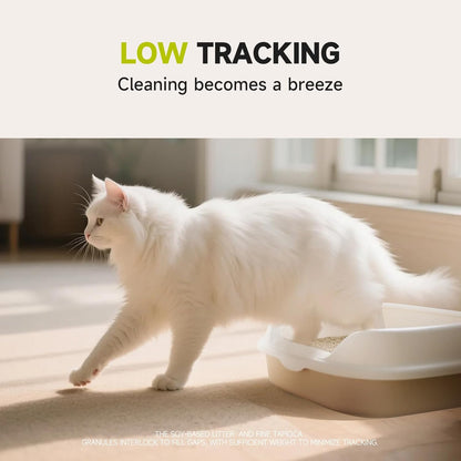 4-in-1 Tofu Cat Litter, Mixed Cassava, Baking Soda, SAP, Natural Plant, Fast Clumping, Strong Water Adsorption & Deodorization, No Tracking, Dust-Free, Flushable, (5.5lbs x 2bags)