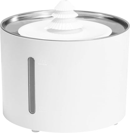 Amazon Basics Pet Water Fountain with Stainless Steel Top, 3L ,White (3 Filters included)