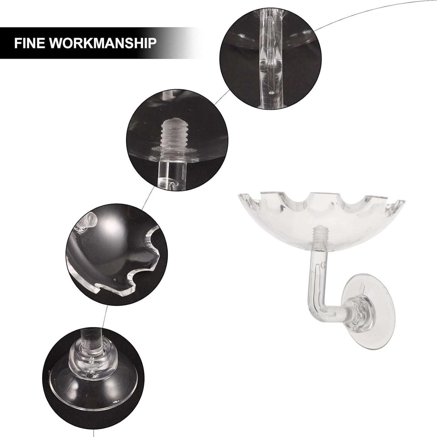 Luxshiny 2Pcs Shrimp Feeding Dish Fish Tank Feeder Bowl with Suction Cup Acrylic Aquarium Supplies for Reptiles and Aquatic Pets