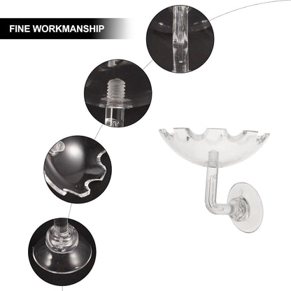 Luxshiny 2Pcs Shrimp Feeding Dish Fish Tank Feeder Bowl with Suction Cup Acrylic Aquarium Supplies for Reptiles and Aquatic Pets