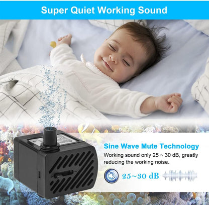 50GPH 3W Small Submersible Water Pump Mini Fountain Pump Ultra Quiet For Aquarium Fish Tank Pond Statuary Hydroponics