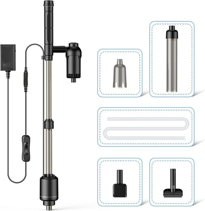 AKKEE Aquarium Vacuum Gravel Cleaner, 18W Electric Fish Tank Cleaner Vacuum, 6 in 1 Multifunctional Aquarium Cleaner for Automatic Water Change, Wash Sand, Water Circulation and Timed Off