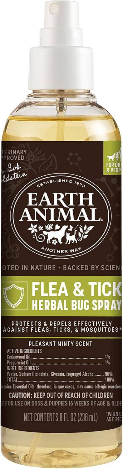 Earth Animal Apothecary Natural Flea & Tick - Herbal Bug Spray for Dogs & People - 8 oz. Bottle