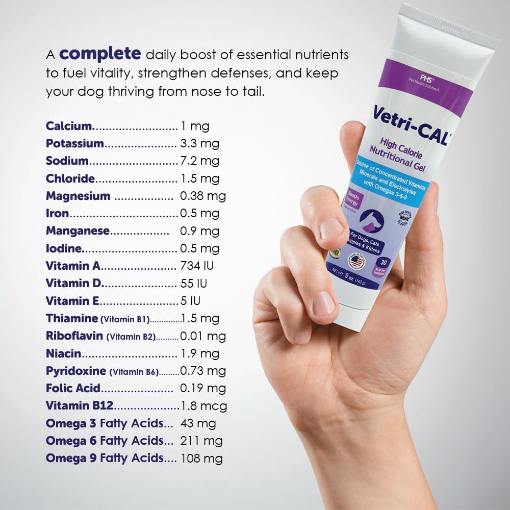 High Calorie Nutritional Gel for Dogs & Cats – Appetite Booster with Omega 3-6-9, Vitamins A-D-E-B – Recovery & Energy Support – Tasty Malt Flavor – 5 oz Tube