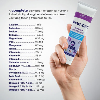 High Calorie Nutritional Gel for Dogs & Cats – Appetite Booster with Omega 3-6-9, Vitamins A-D-E-B – Recovery & Energy Support – Tasty Malt Flavor – 5 oz Tube