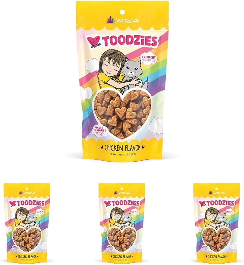 Weruva BFF Toodzies, Chicken Crunchy Cat Treats, 2oz Bag (Pack of 4)