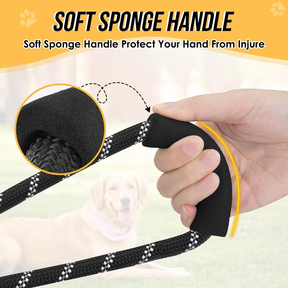 Lukovee Hands Free Dog Leash, 10FT Adjustable Training Lead 1/2 Inch Nylon Heavy Duty Lead No Pull for Large Medium Dogs, Tangle Free Reflective Waist-Leash for Walking Running, Black