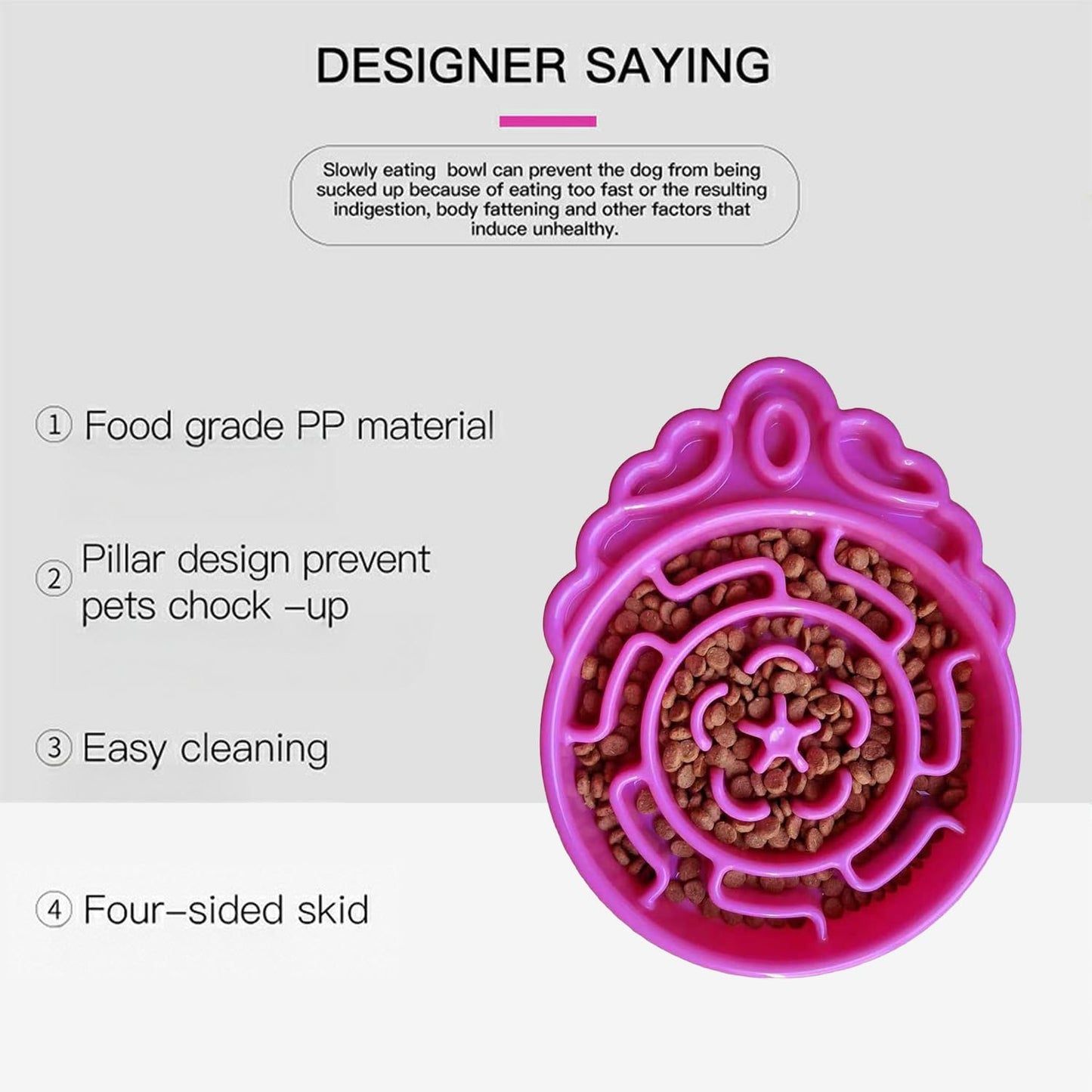 Slow Feeder Dog & Cat Bowl - Interactive Maze Puzzle Dish for Healthy Digestion, Anti-Gulping Food Grade Feeder(Pink)