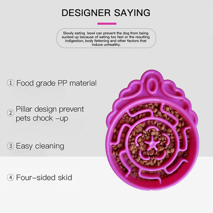Slow Feeder Dog & Cat Bowl - Interactive Maze Puzzle Dish for Healthy Digestion, Anti-Gulping Food Grade Feeder(Pink)