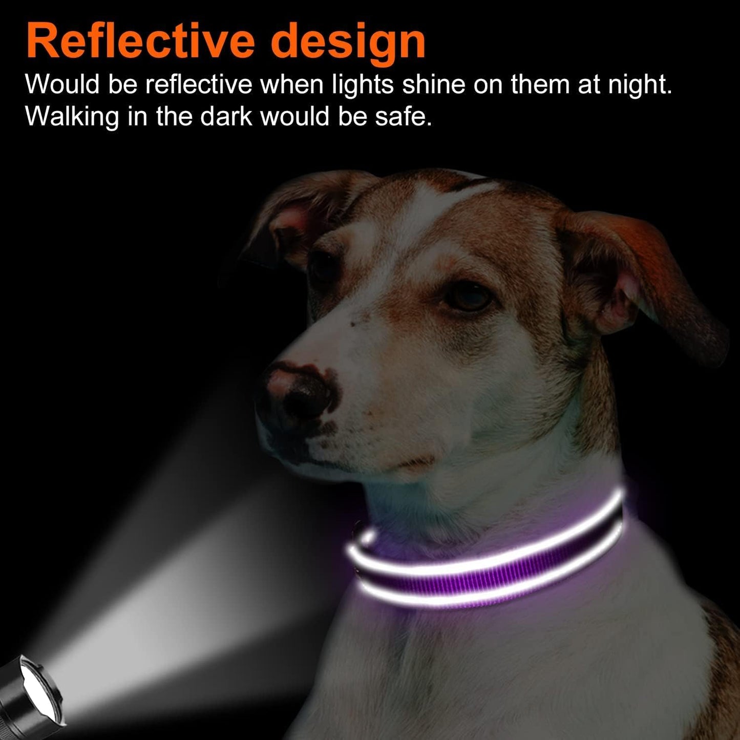 Joytale Reflective Dog Collar,Soft Neoprene Padded Breathable Nylon Pet Collar Adjustable for Large Dogs,Purple,L