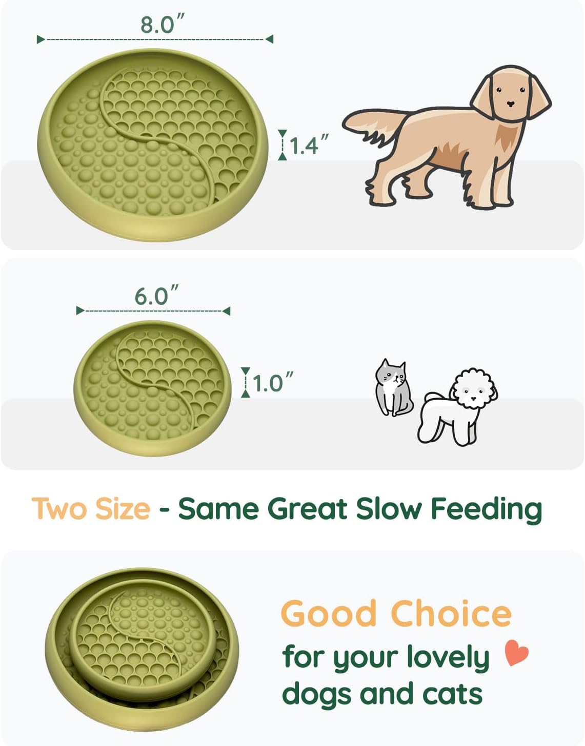 Slow Feeder Bowl Bundle: Green Frozen Lick Mat (6.0" x 1.0") + Green Starry Sky Feeder (5.3" x 3.7"), Freeze-Friendly Lick Bowl with Suction Cups for Enrichment and Anxiety Relief