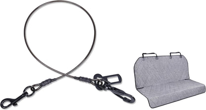 VIVAGLORY Dog Seat Belt + Dog Seat Cover, Chew Proof Waterproof Multi-Functional, Backseat Cover for Car