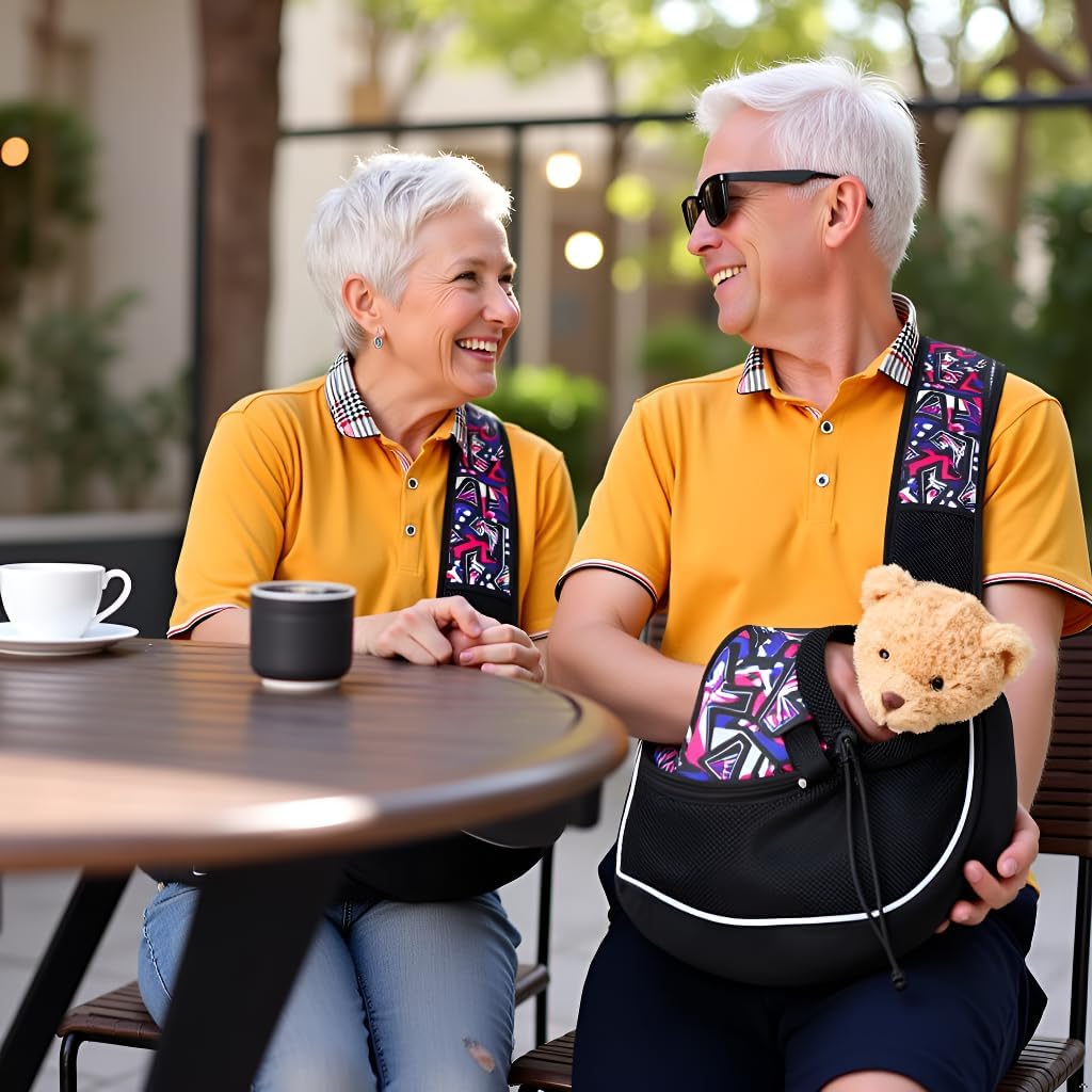 Dog Sling Carrier for Small Dogs & Cats, Mesh Pet Travel Crossbody Bag, 10 lb Adjustable Cat Carrier, Dog Papoose with Zipper Touch Pocket, for Pets(Red camo, Small)