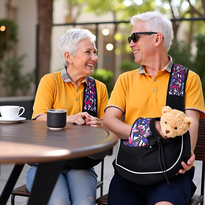 Dog Sling Carrier for Small Dogs & Cats, Mesh Pet Travel Crossbody Bag, 10 lb Adjustable Cat Carrier, Dog Papoose with Zipper Touch Pocket, for Pets(Red camo, Small)