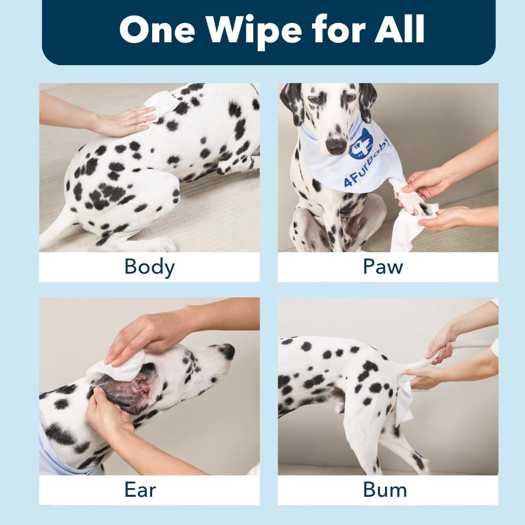 Dog-Wipes-for Paws and Butt - 8" x 8" Hypoallergenic, Hydrating Pet Grooming Wipes for Dogs Cats Cleaning Deodorizing (Lavender, 100 Count)