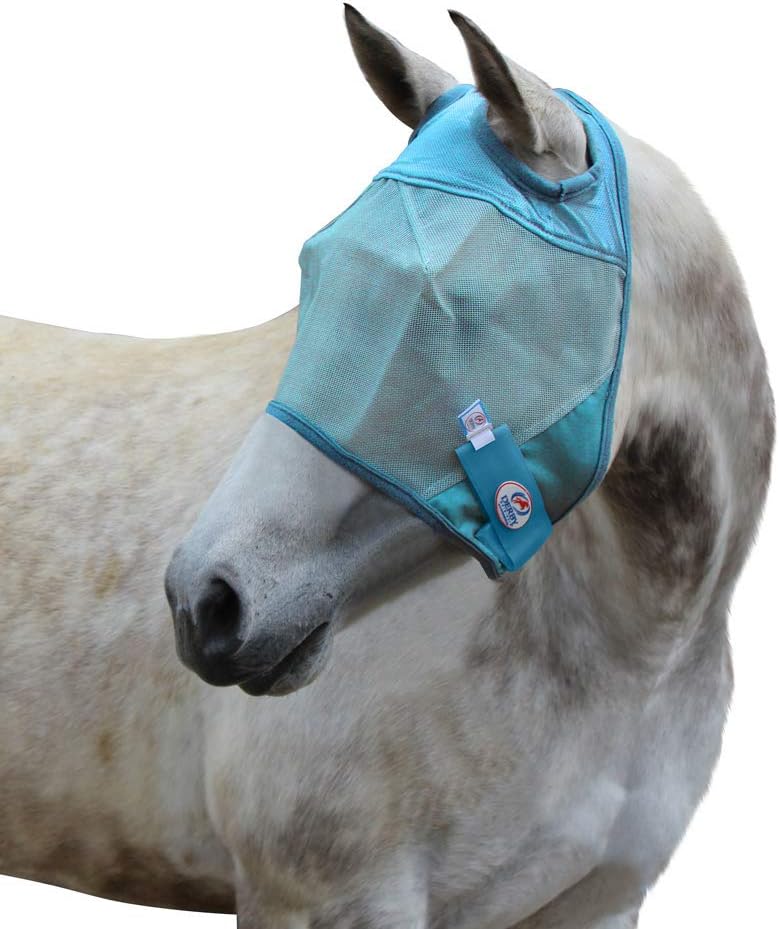 Derby Originals Reflective Mesh Fly Mask with 1 Year Warranty No Ears or Nose Cover,Summer Blue,Small (Pony),72-7107SB-S