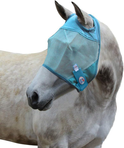 Derby Originals Reflective Mesh Fly Mask with 1 Year Warranty No Ears or Nose Cover,Summer Blue,Small (Pony),72-7107SB-S