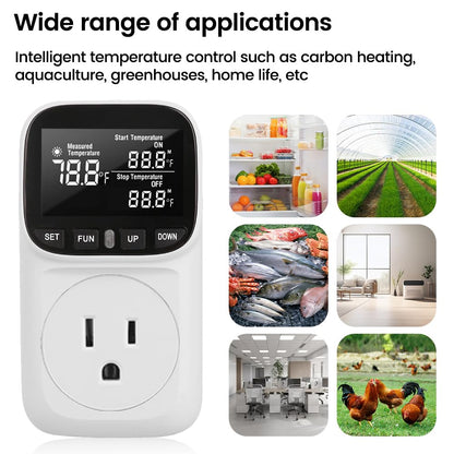 Diymore 1800W Digital Temperature Controller Plug in Thermostat Outlet Digital RV Thermostat Heating Cooling Mode Timer 15A /120V -104℉~210℉ for Incubator Thermometer Pool Thermometer