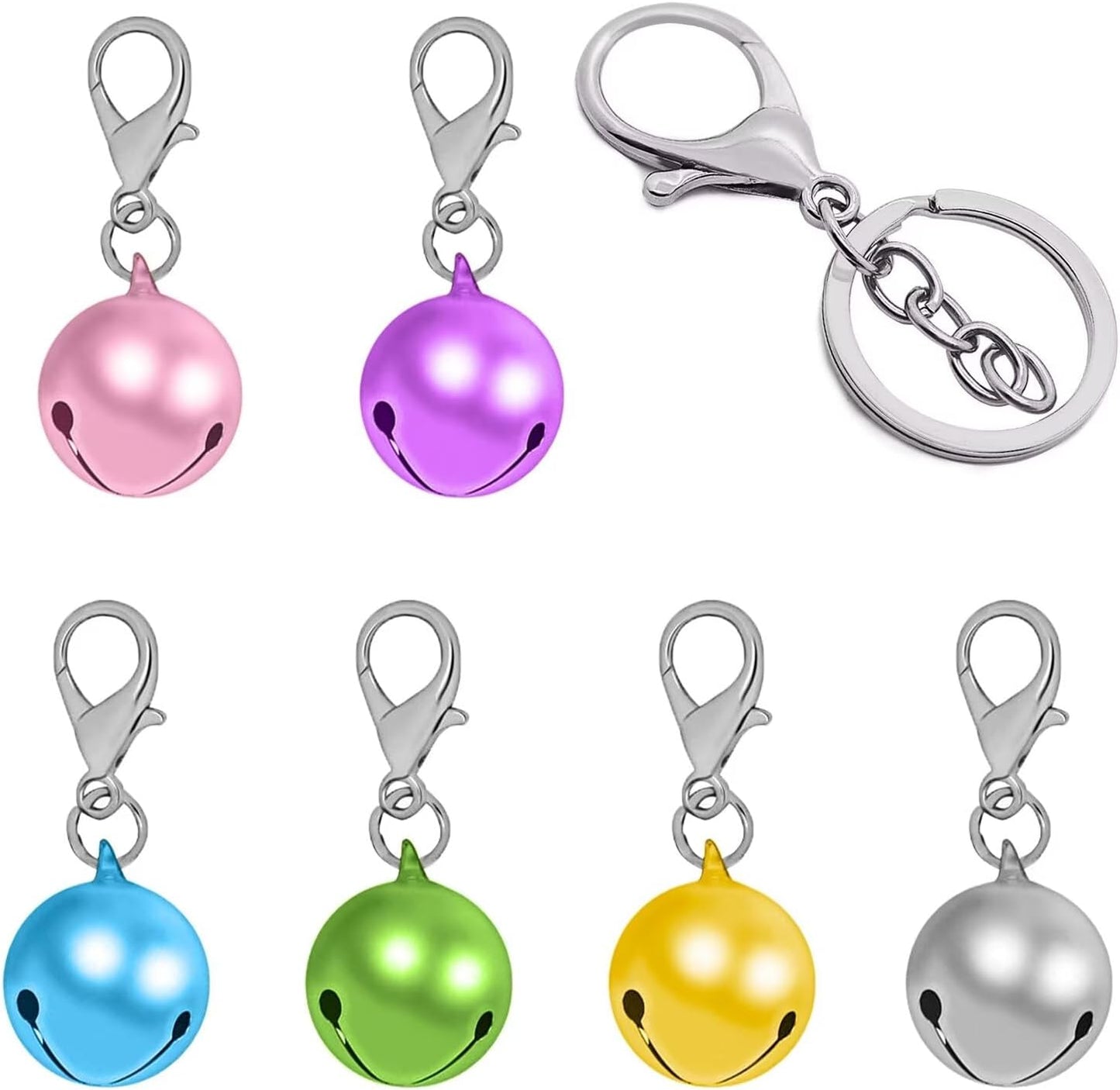 Pet Bells for Dog Cat Collar 6 pack,Charm Pet Pendant Accessories with1 Pack Stainless Steel Keychain