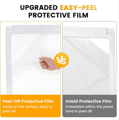 WICHEMI Acrylic Dog Playpen Indoor 10 Panels, Dog Play Pen Indoors 23.6" H, Puppy Play Pen with Double Door Lock, Small Animal Playpen with Suction Cup, White