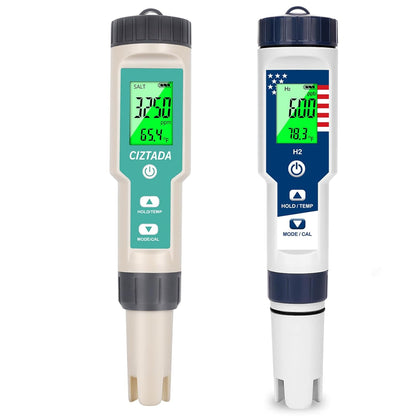 Salinity Tester and 4 in 1 Hydrogen Water Tester, Digital Pool Salt Tester for Saltwater Pool and pH H2 ORP Meter for Drinking Water, Hydroponic, Aquariums