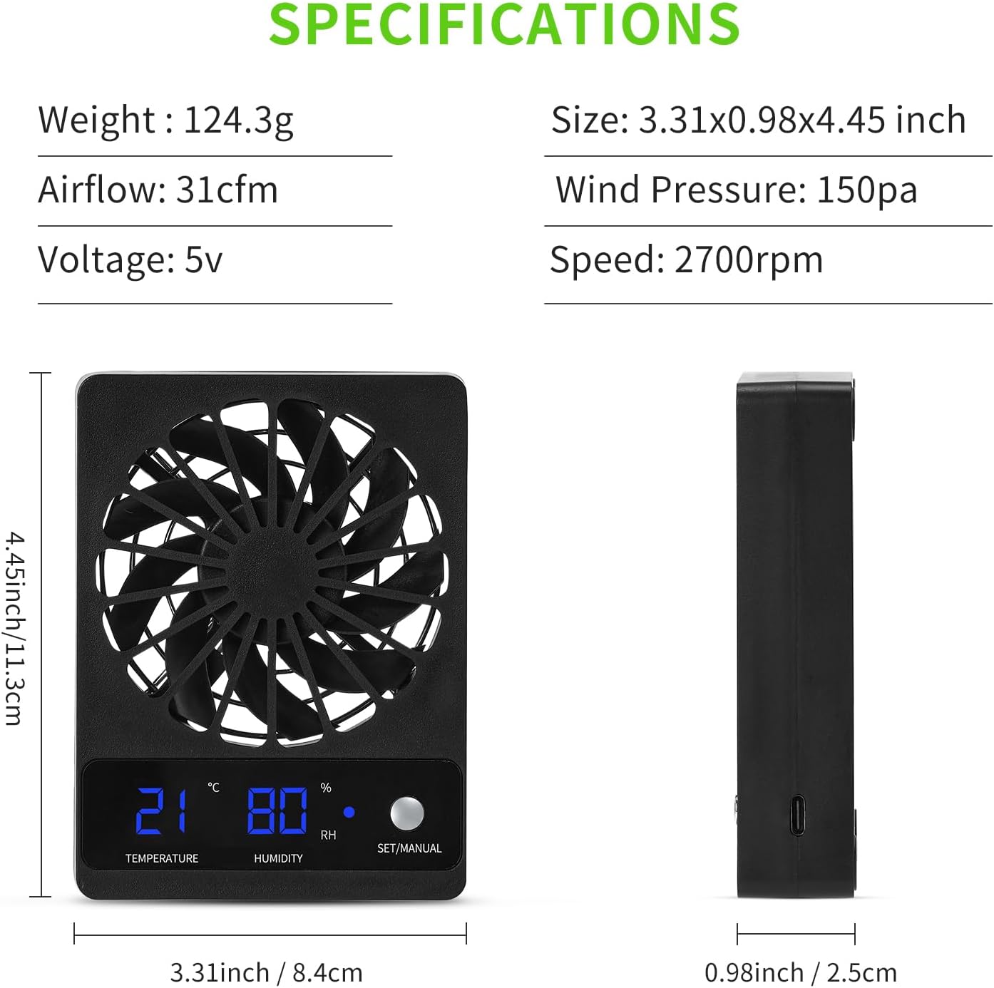 Reptile Fan,Humidity Fan,Dehumidifier for Rainforest Terrarium Vivarium, Improving Air Circulation for Amphibians, Reptiles, and Snakes