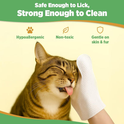 6pc. Premium Pet Glove Cleaning Wipes for Dogs & Cats | Textured, Deodorizing & Hypoallergenic Gloves with Aloe Vera & Shea Butter – Gentle, Skin-Safe Wipes for Fur, Face & Body, Odor Control