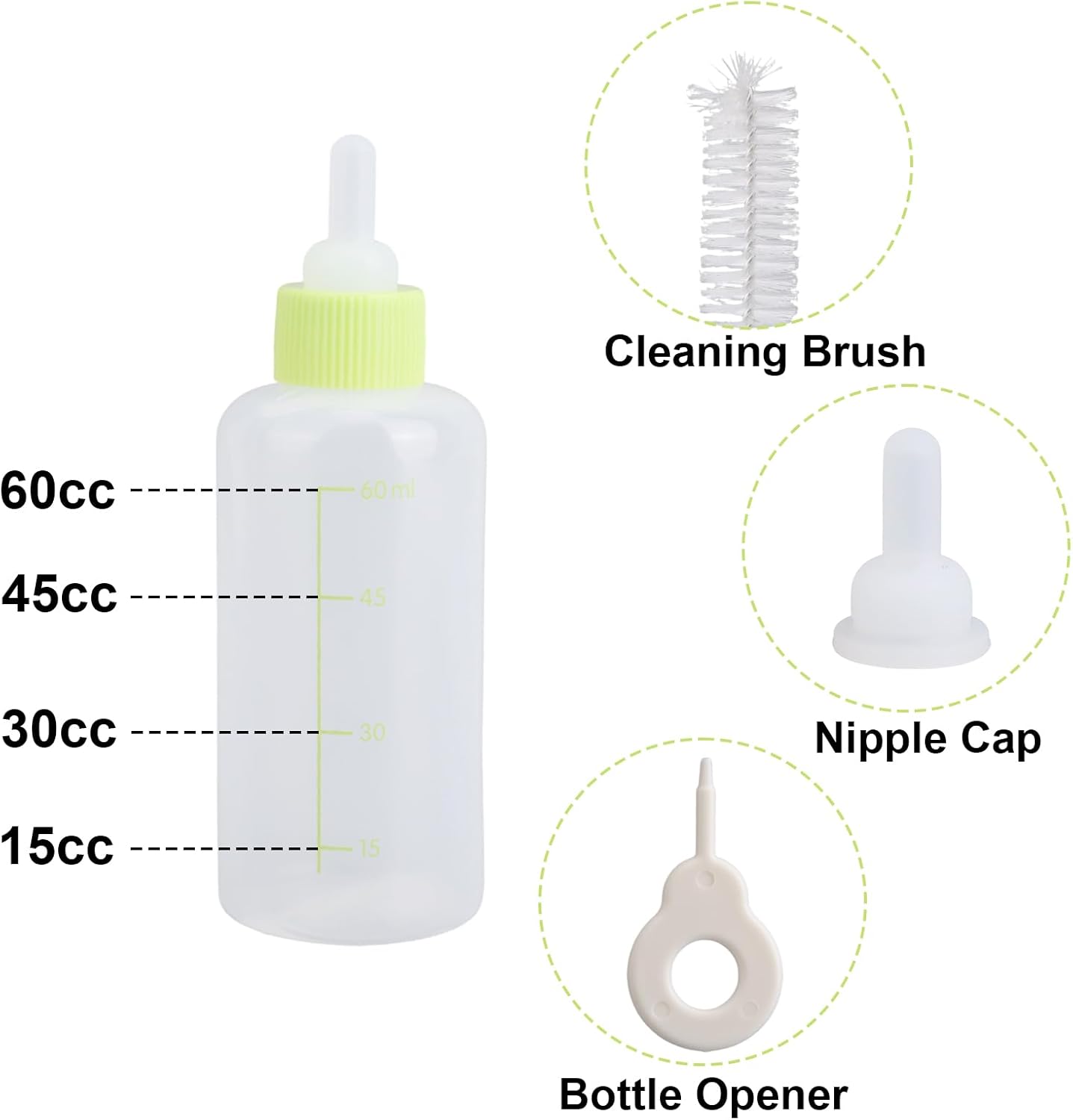 Kitten Bottle Feeding Kit, Professional Kitten Nursing Bottle with Nipple & Cleaning Brush Newborn Pet Feeding Supplies for Baby Cat Puppies Rabbits & Small Animals