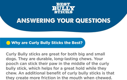 Best Bully Sticks Curly Beef Collagen Sticks - 5 Inch 10 Count (Pack of 1) - Natural, USA Baked and Packed, Easily Digestible, Limited Ingredient, Rawhide Alternative