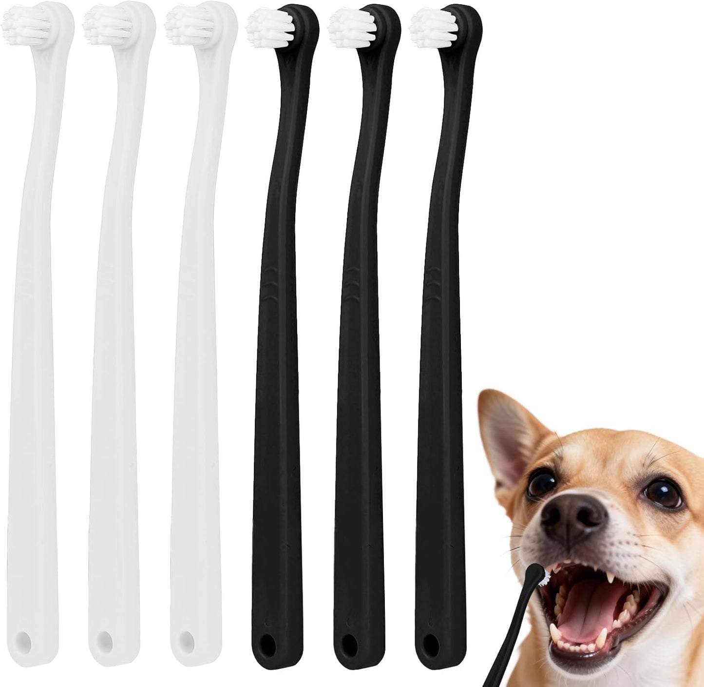 6 Pcs Puppy Tooth Brushing Kit, Small Dog and Cat Toothbrush Kit Mini Head Soft Nylon Bristles Portable Pet Tooth Brush Travel-Friendly Puppy Dog Toothbrush Deep Clean for Small Dogs Cats